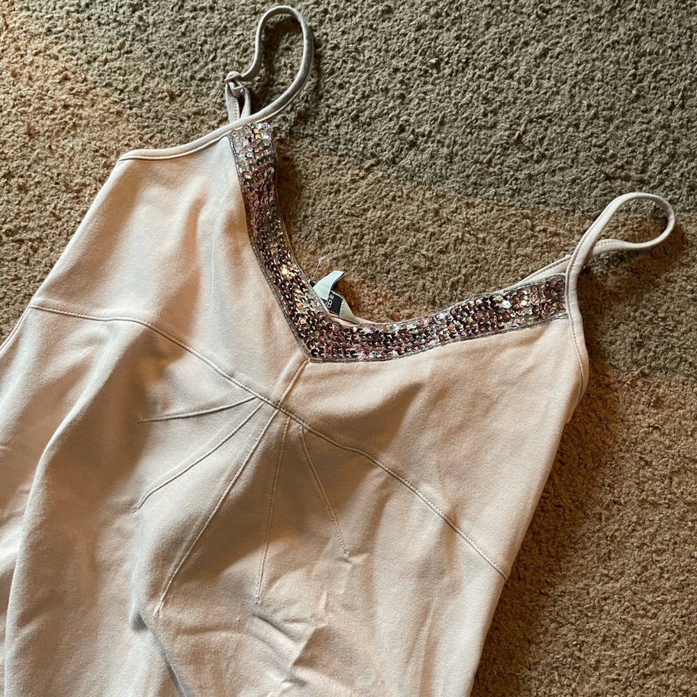 NEW! JACOB V NECK SEQUIN TANK TOP DUSTY PINK SPAGHETTI STRAP BLOUSE SHIRT